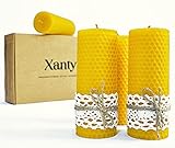 Xanty Bienenwachskerzen, 4 Große goldene Kerzen aus 100% Bienenwachs,...