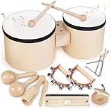 Spielzeug ab 3 Jahre Musikinstrumente Trommel Kinder Schlagzeug Holzspielzeug...