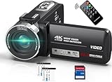 Videokamera 4K Camcorder 48MP mit IR Nachtsicht, 18X Digitalzoom 30 FPS Webcam...