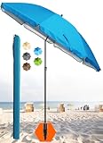 4smile Sonnenschirm Strand SunnyJoy, Blau - UPF 50+ Strandschirm Ø 180 cm,...