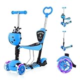 YOLEO 5-in-1 Kinder Roller Scooter mit Abnehmbarer Karikaturkorb Sitz...