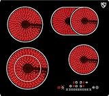 K&H 4 Zonen Glaskeramikkochfeld Elektrokochfeld 59cm Elektro Autark Eingebaut...