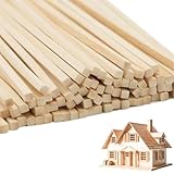 60 Stück quadratische Holzstäbchen – Unbearbeitete Dübelleisten (5 x 5 x...