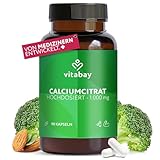 Vitabay Calcium hochdosiert 1000mg VEGAN - 90 Kapseln Calciumcitrat Calcium...