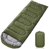 AQXONG Grüner Schlafsack, 220x85cm Wasserdichter Schlafsack mit...
