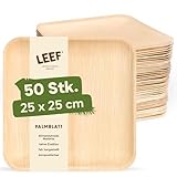 Leef 50x Palmblatt Teller eckig - Einweggeschirr kompostierbar und naturbelassen...