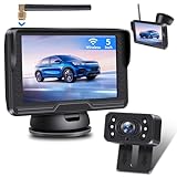 Rückfahrkamera Kabellos HD 1080P Rückfahrkamera mit 5 Zoll Monitor Auto...