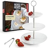 Moritz & Moritz Obst Etagere 3 Etagen - Inkl. Zange - Aus hochwertigem Porzellan...