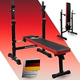 Fjoerdesports Hantelbank mit Ablage, Verstellbare Höhe & Klappbar, Schwerlast...