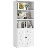 IRONCK Bücherregal mit 2 Türen, Standregal mit 5 Ebenen, Industriestil...