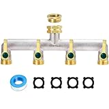 iBamso 4-Wege Verteiler, 3/4 Zoll Messing Wasserverteiler Verlängerter...