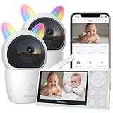 CZEview Babyphone mit 2 Kameras und APP, geteilter Video-Monitor-Bildschirm,...