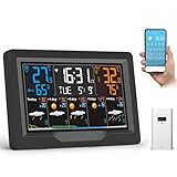 jely Wlan Wetterstation Funk mit Außensensor Wifi Funkwetterstation Farbdisplay...