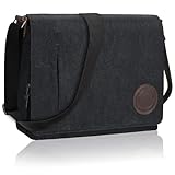 Leathario Umhängetasche Herren 14 Zoll, Messenger Bag aus Echtleder und Canvas,...