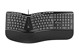 MediaRange Ergonomische Tastatur, kabelgebundene Multimedia-Tastatur mit 124...