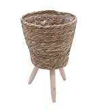 Spetebo Blumenständer aus Stroh innen mit Folie - 40 x 26 cm - Rattan...