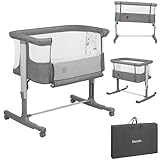 Lionelo Aurora 3 in 1 Babybett bis 9 kg, Beistellbett, Wiege, Höhenverstellug...