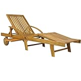 Casaria® Sonnenliege Holz Klappbar 160kg Belastbarkeit Räder Tisch Fuß- und...