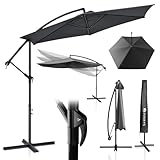 Juskys Ampelschirm Brazil 300 cm Kurbel Ständer - UV-Schutz wasserabweisend...