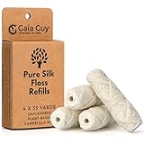Gaia Guy Seiden-Zahnseide-Nachfüllpackung, aromatisierte Naturseide, 4 Spulen x...