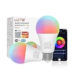 LUTW Alexa Lampe E27, Smarte WLAN Glühbirne RGB 2700K-6500K Mehrfarbige...