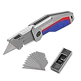WORKPRO Klappbares Schnellwechsel-Cuttermesser mit 10 Ersatzklingen,...