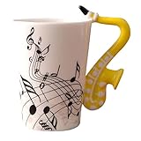 eKsdf Keramiktasse Musik Motiv Kaffeebecher mit Saxophon Henkel Lustige Teetasse...