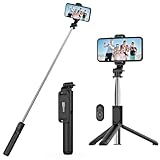 SelfieShow Selfie Stick Stativ, Erweiterbar Selfie-Stange mit Kabelloser...