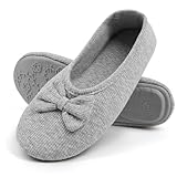 OFFCUP Damen Ballerina Hausschuhe Loafer Pantoffeln Mit Elegant Schleife Und...