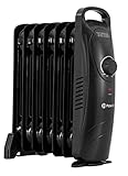 PowOn 600W Ölradiator Energiesparend 7 Rippen - 30x14x38 Heizkörper Elektrisch...