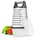 TELANKS Vierkantreibe Edelstahl, Grater Kitchen, 4-seitige Reibe mit Behälter,...