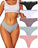 FINETOO 5er Pack String Tanga Damen Baumwoll Tangas Sportbund Thongs Soft...