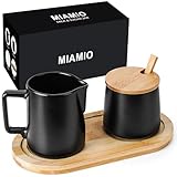MIAMIO - Milch und Zucker Set mit Deckel und Löffel/Keramik Milchkännchen mit...