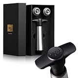 Vacu Vin Weinpumpe - Edelstahl Geschenkbox - Vakuumpumpe mit Weinverschluss -...