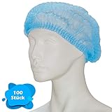 Klipphauben 52 cm in Blau | 100 Stück | Haarnetz Spinnvlies Einweghauben -...