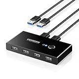 UGREEN 4 Ports USB 2.0 Switch für 2 PC, 2 in 4 Out USB Umschalter für Maus,...