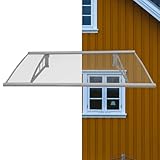 TRUTZHOLM Vordach für Haustür aus Aluminium und Polycarbonat 115 x 100 cm...