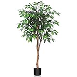 Kazeila Kunstpflanze Ficus Benjamina 120cm Künstliche Pflanzen Groß mit...