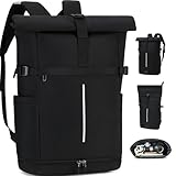 Myhozee Damen Rucksack Herren Schwarz - Rolltop Backpack Groß Reiserucksack...