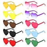 Elalove 10 Stück Herz Sonnenbrille Set, Bunte Herzbrillen ohne Rahmen,...