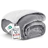 BEDSURE Decke Sofa Kuscheldecke Grau - warm Sherpa Sofaüberwurf Decke, Dicke...