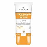 FLOSLEK WHITE & BEAUTY Anti-Aging Tagescreme gegen Pigmentflecken LSF 50+ | Gesichtscreme mit Lichtschutzfaktor gegen Falten und Augenring | beseitigt Altersflecken und Unreinheiten | 50 ml