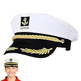 beejune Kapitänsmütze Herren, Matrosenmütze, Faschingsmütze Herren, Weisse...