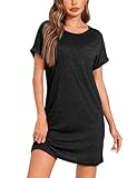 Leversic Nachthemd Damen Kurzarm Schlafshirt Sommer Nightgown Nachtwäsche Kurz...