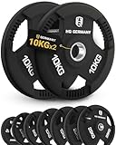 HQ Germany® Hantelscheiben 50mm [Sets / 1.25-25kg] - Tri-Grip Bumper Plates...