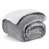 BEDSURE Decke Sofa Kuscheldecke Grau - warm Sherpa Sofaüberwurf Decke, Dicke...