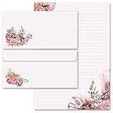 Briefpapier Set, 20 tlg. Blumen & Blüten, BLÜTENZEIT 10 Blatt Briefpapier + 10...