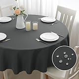 mosayt Tischdecke Rund 160 cm Abwaschbar Leinenoptik Tischtuch Lotuseffekt Table...