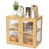 BAMBANG Bambus Brotbox für Küchentheke, Brotkasten Bauernhaus Brotbox mit 2...