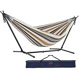 Vivere Doppel Baumwolle Hängematte mit Hängemattengestell 250 cm, Wüstenmond